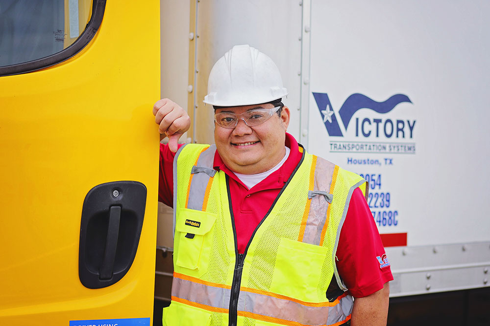 Smiling bobtail driver